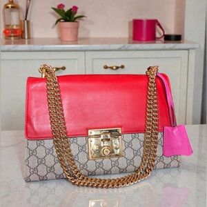 Gucci GG Supreme Padlock Medium Crossbody Shoulder Bag
